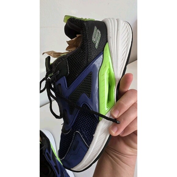 Skechers SN 404031L Blue Black Green Running Shoes Size 4 Pre-Owned - Picture 10 of 16